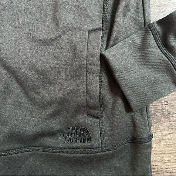 The North Face Lanna Funnel Neck Hoodie Charcoal Gray Lime Green Hood Strings S - Picture 9 of 10